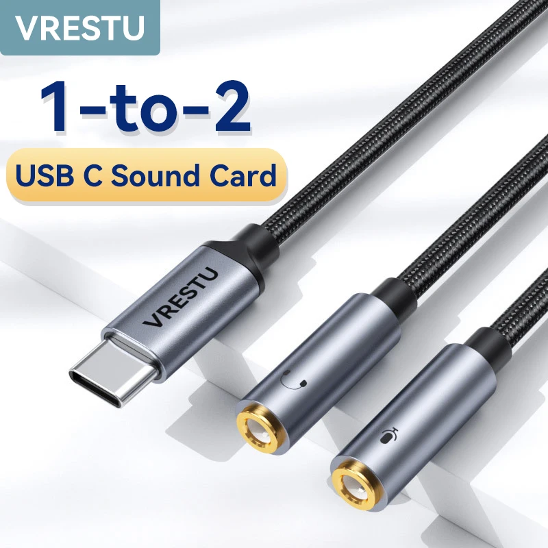 

Звуковая карта DAC с разъемом USB Type-C на 3,5 мм, аудиоинтерфейс для наушников, микрофона, комбинированный адаптер, звуковая карта для микрофона, динамика, провода, стерео