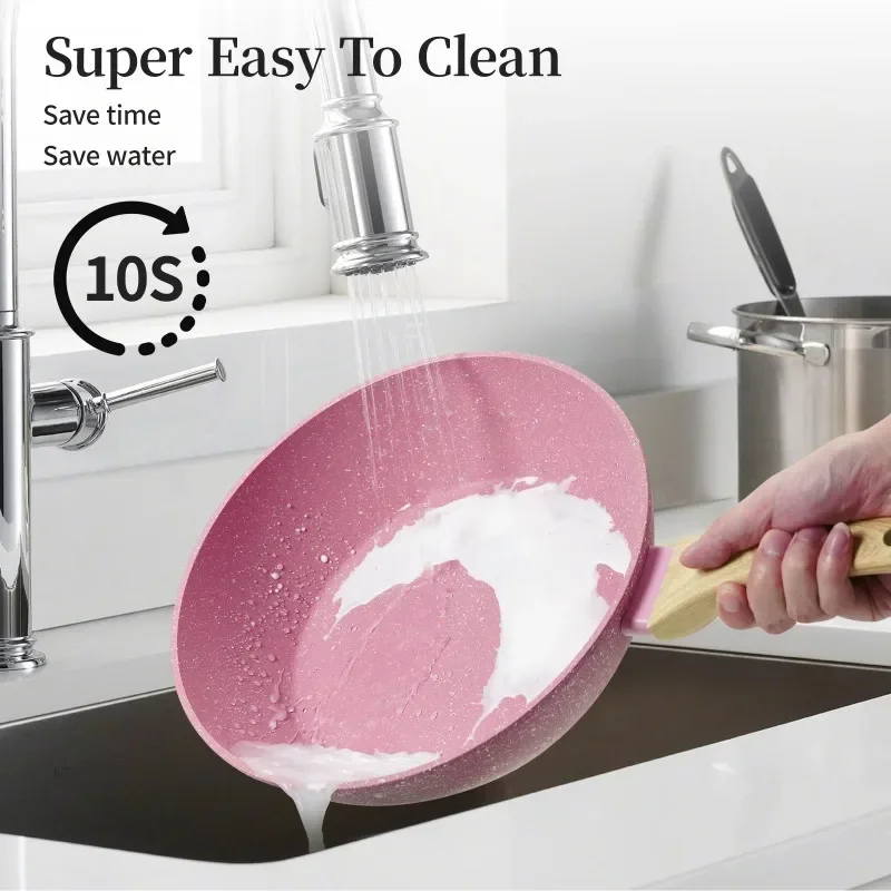 Сковорода Innerwell с антипригарным покрытием Вок крышкой 10-дюймовая розовая