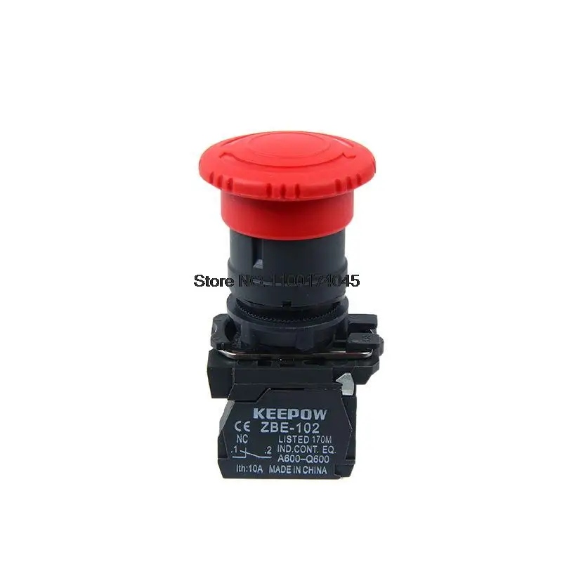 

10PCS Red Round type Mushroom head XB5-AS542 Waterproof Emergency Stop Push Button Switch 1NC XB5