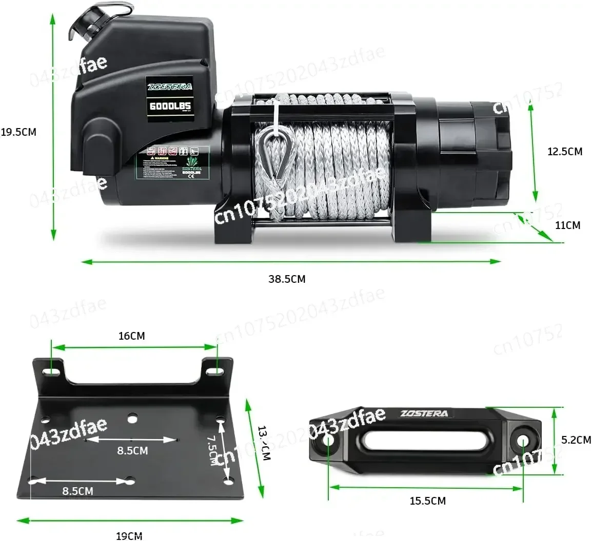 Электрическая лебедка 12 В 6000 фунтов для прицепа лодки с дистанционным