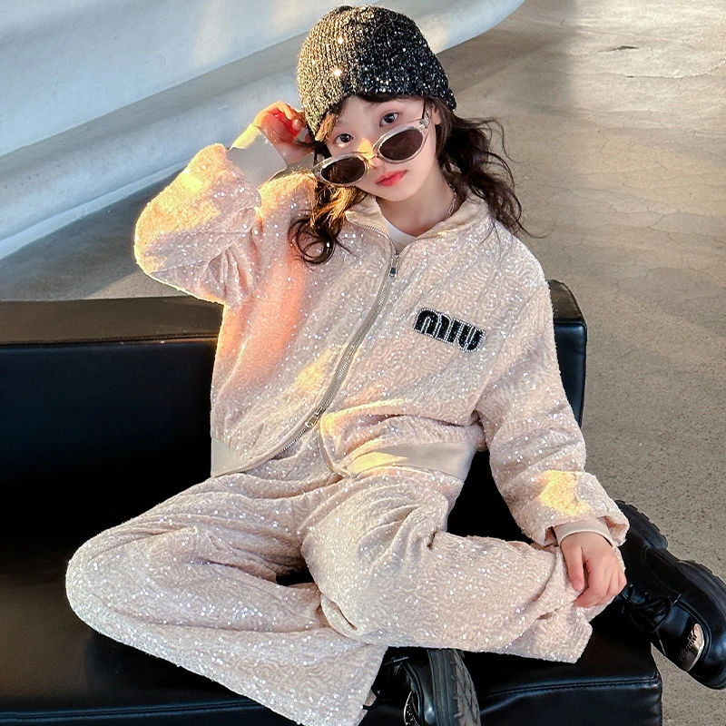 Костюм для девочек новинка 2024 спортивная одежда в западном стиле отдыха