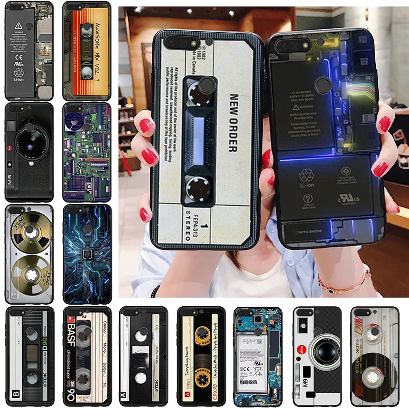 

Retro Vintage Camera Tape battery Phone Case For Huawei Honor 10X Lite 20 7X 7A 7C 8A 8C 8X 9X 9A 9S 7S 10i 20i 20S 20lite