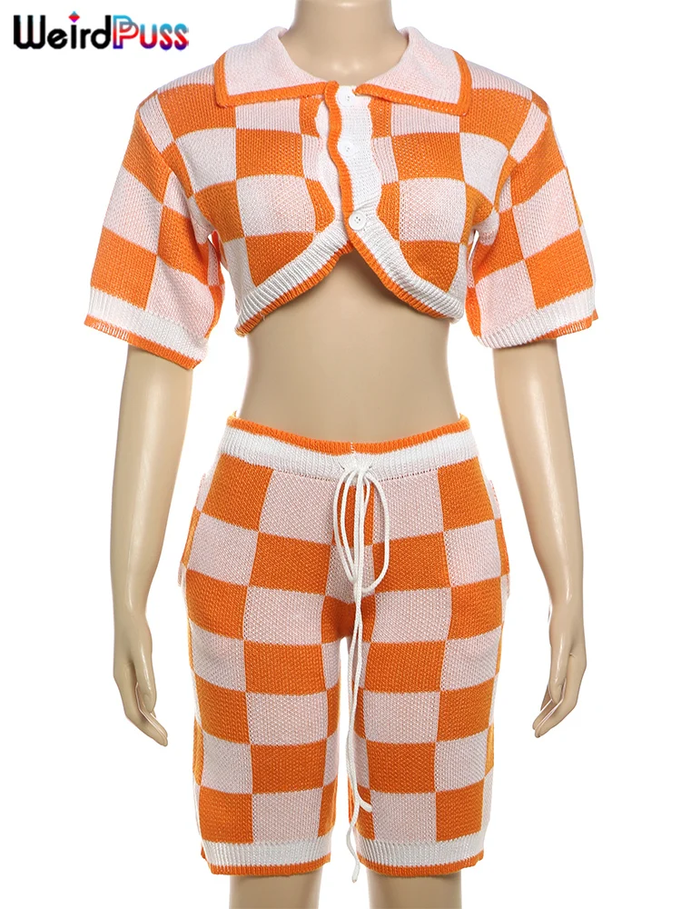 Женский комплект одежды в клетку из 2 предметов асимметричный однобортный