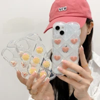 cute 3d rhombus lozenge chocolate style armor phone case for iphone 13 pro max 12 11 x transparent love heart epoxy soft cover