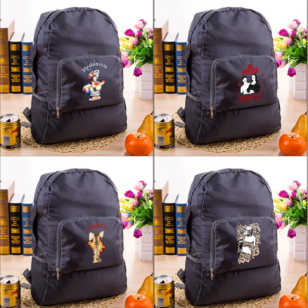 Portable Foldable Backpack Folding Mountaineering Bag Ultralight Outdoor Climbing Cycling Travel Knapsack Samurai Print Daypack