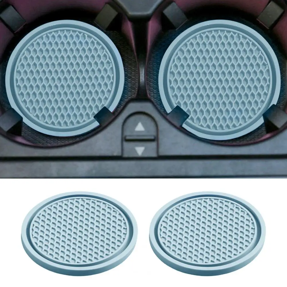 

2Pcs Convenient Car Cup Coaster Honeycomb Texture Soft Glue Portable Anti-slip Cup Holder Mat for Daily Interior Accessories