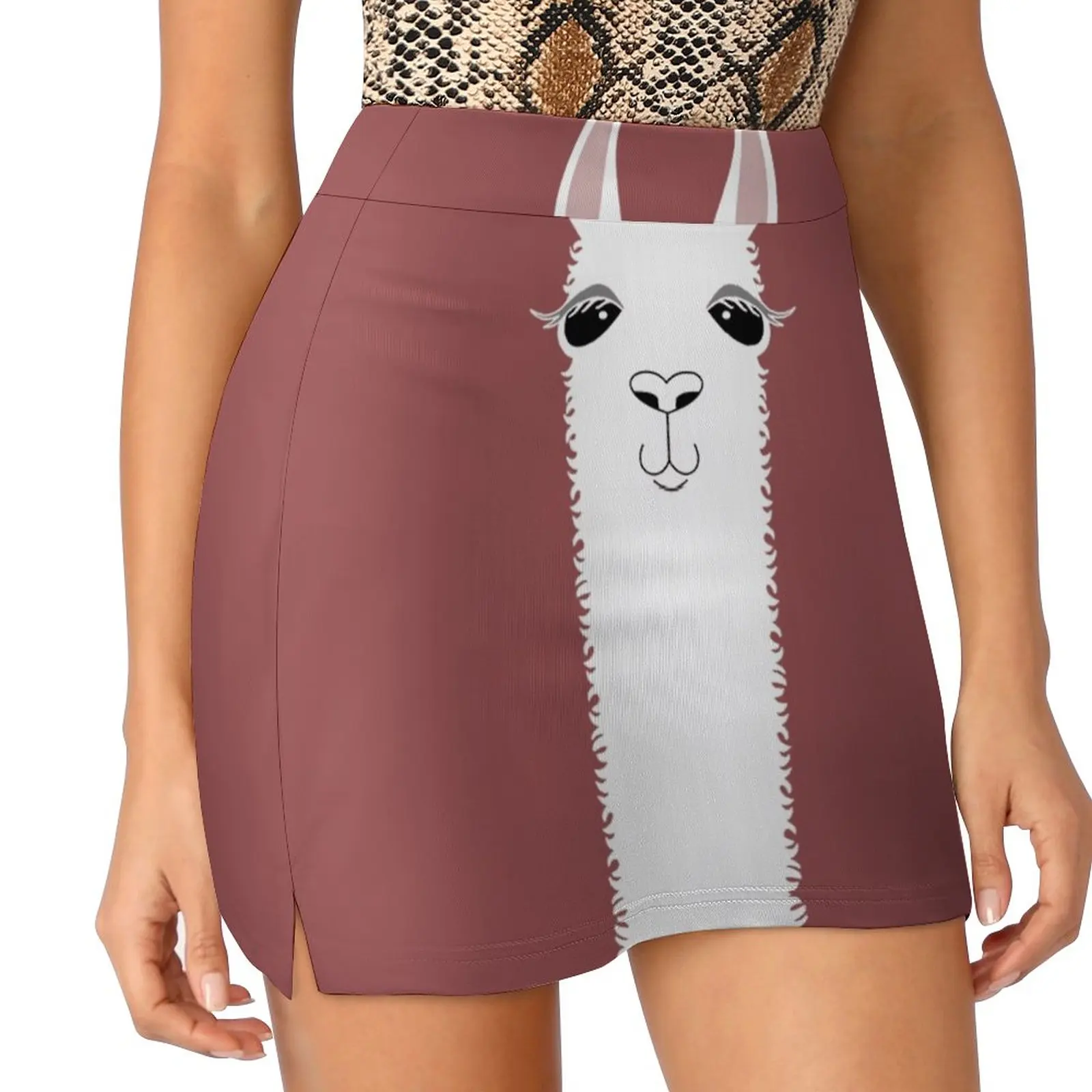 Женская юбка с портретом ламы Марсала спортивная юбка-юбка карманом модная в