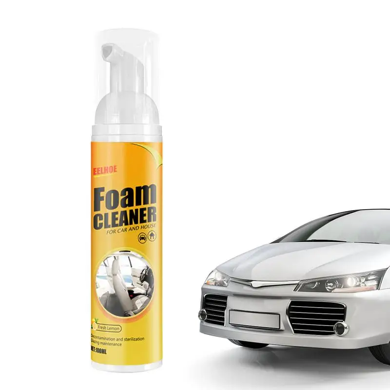 Multipurpose Foam Cleaner Sprays Rinse-Free Foam Cleaner For Car Lemon Flavor Multifunctional Car Interior Cleaning Sprays For