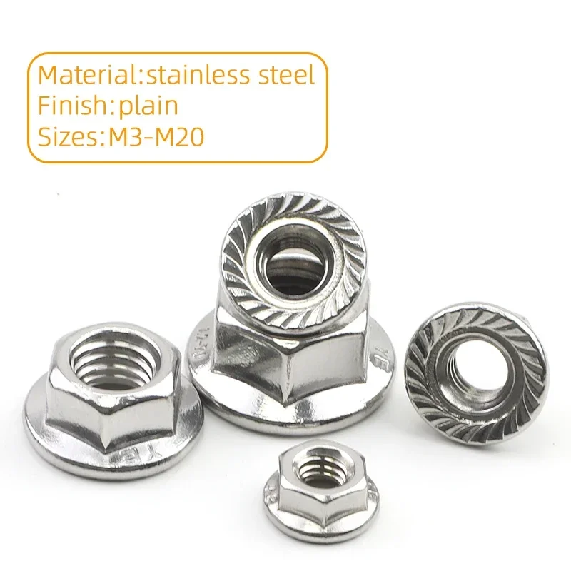 

Шестигранная Фланцевая гайка JUIDINTO 1-50 шт., стандартная нержавеющая сталь/углеродистая сталь, зубчатая Фланцевая гайка для автомобилей