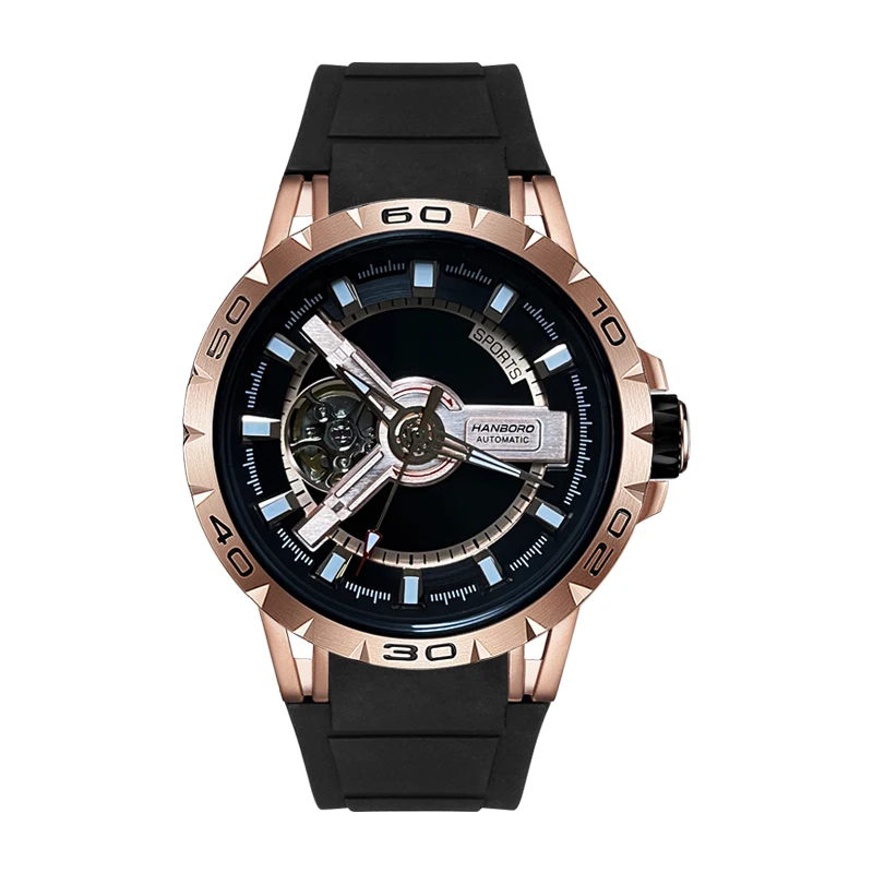 Мужские автоматические часы HANBORO роскошные модные механические наручные