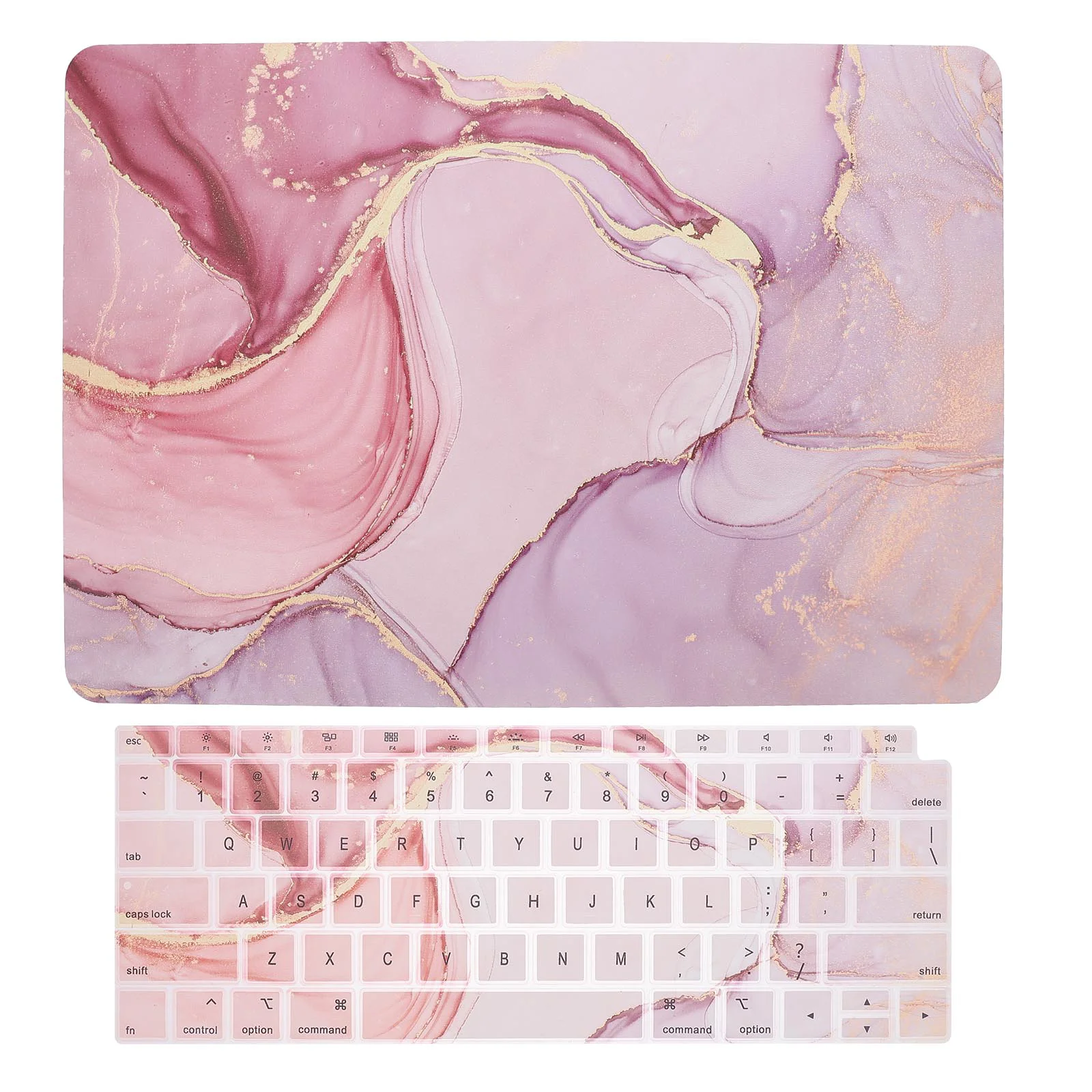 

2Pcs Practical Laptop Protector Keyboard Cover Set Marbling Laptop Case