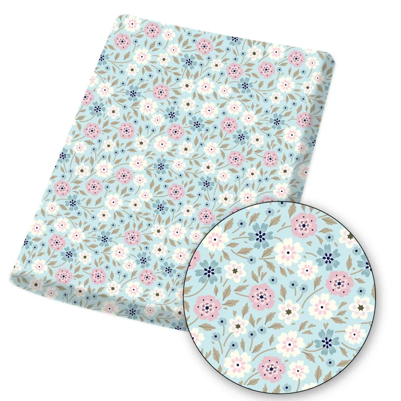 

Polyester Cotton Fabric Colorful Flower Leaves Printed Cloth Sheets Dress Making Handmade Masks DIY Crafts Supplies 45*145cm 1pc