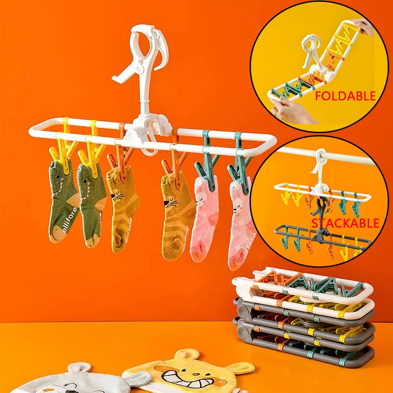 

Folding Drying Rack Multi-Functional Cool Clothes Rack Balcony Home Windowsill Dormitory With Small Clothes Hanger Drying Rack