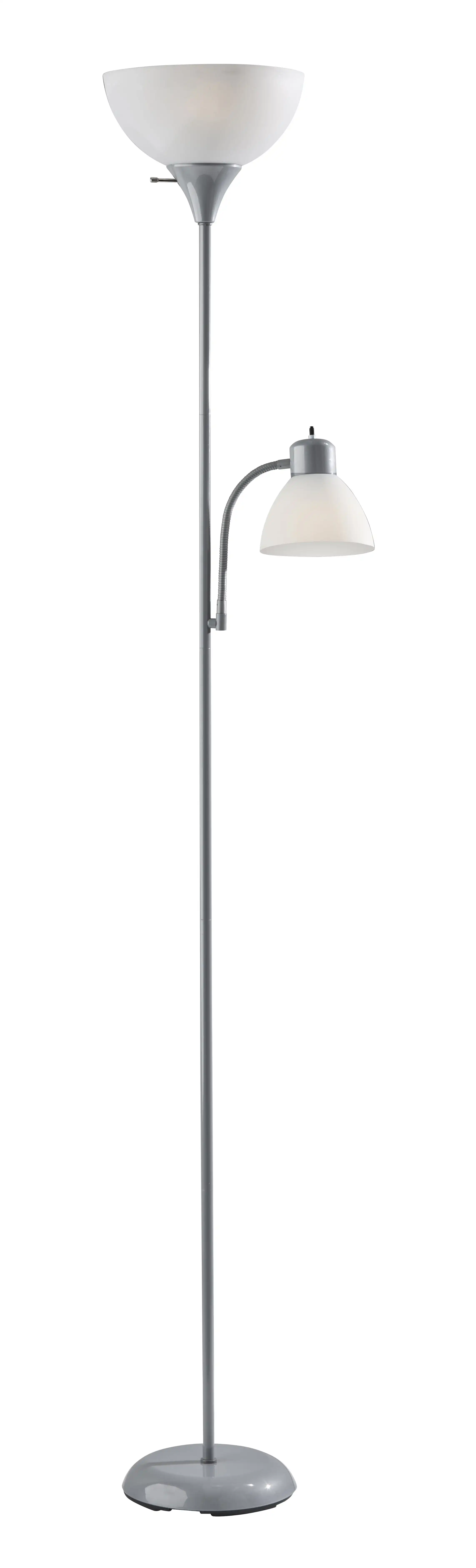 

Комбинированная Напольная Лампа mainstay 72 дюйма, Регулируемая лампа для чтения, серебристая, пластиковая, современная, для молодых и взрослых.