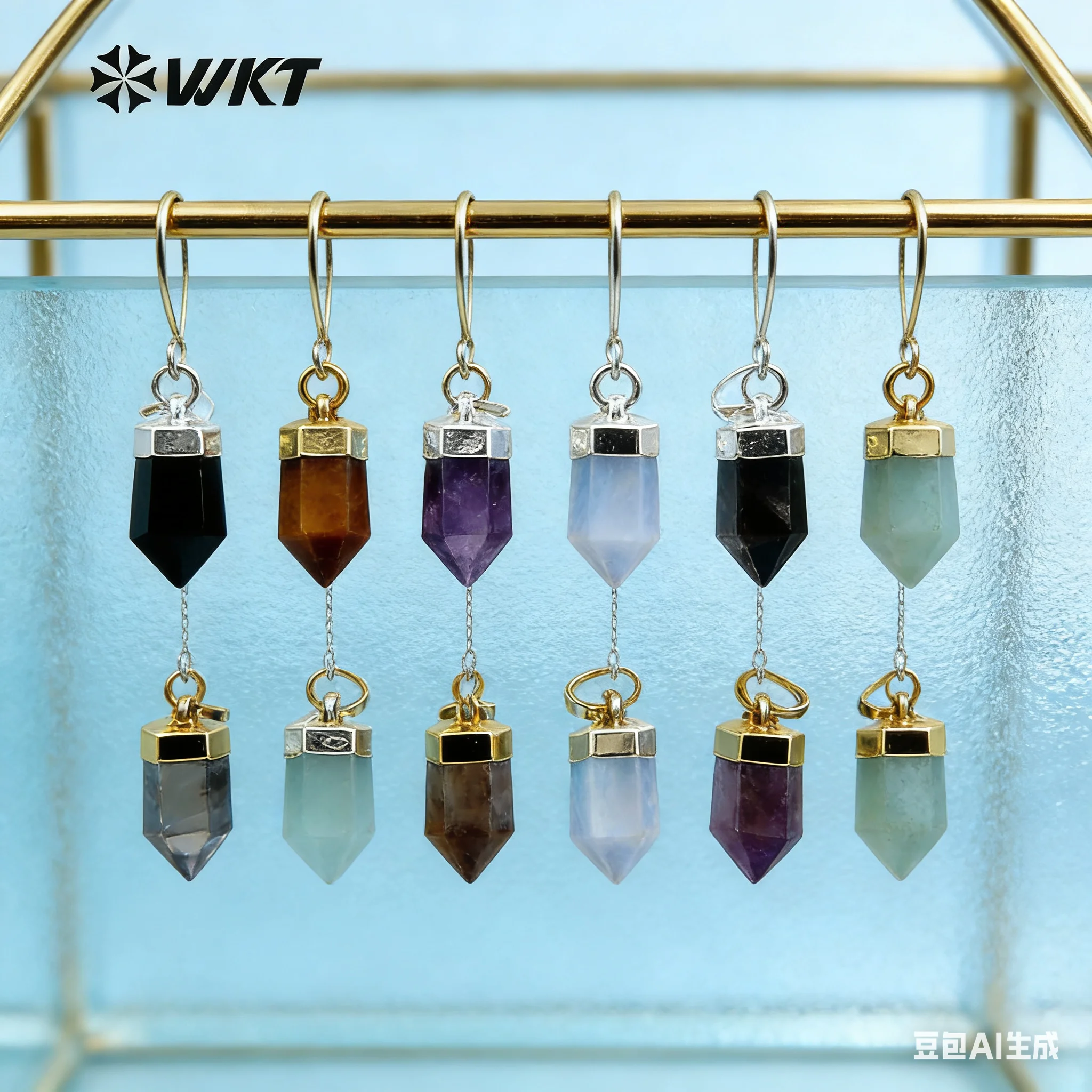 Фото Новинка WT-P1279 WKT: кулон из натурального камня с многоцветным покрытием под золото и серебро для изготовления женских украшений №1