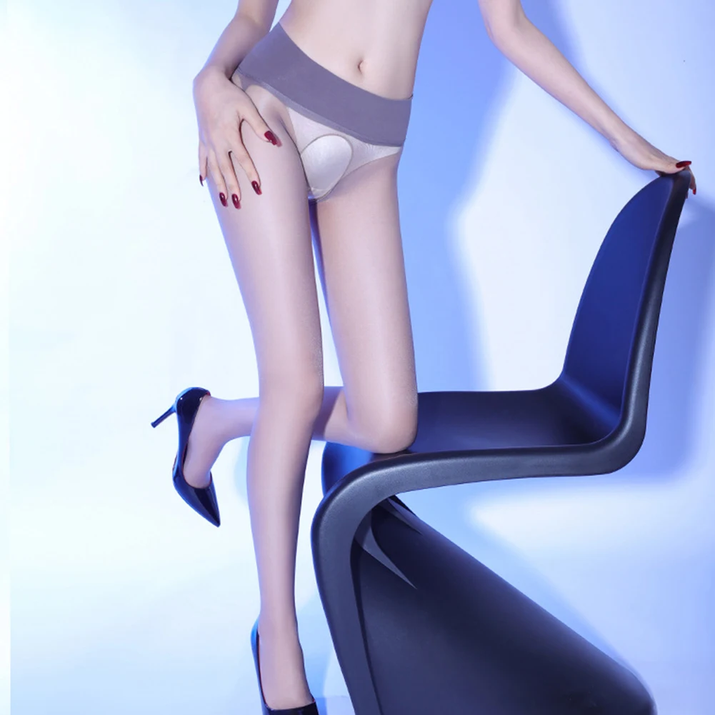 Женские пикантные бесшовные колготки с глубоким шаговым швом прозрачные чулки