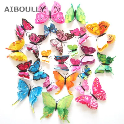 

12Pcs/lot 3D PVC Butterfly Decoration Magnet Butterflies on the wall DIY Wall Paper for Kids Room Party Decor
