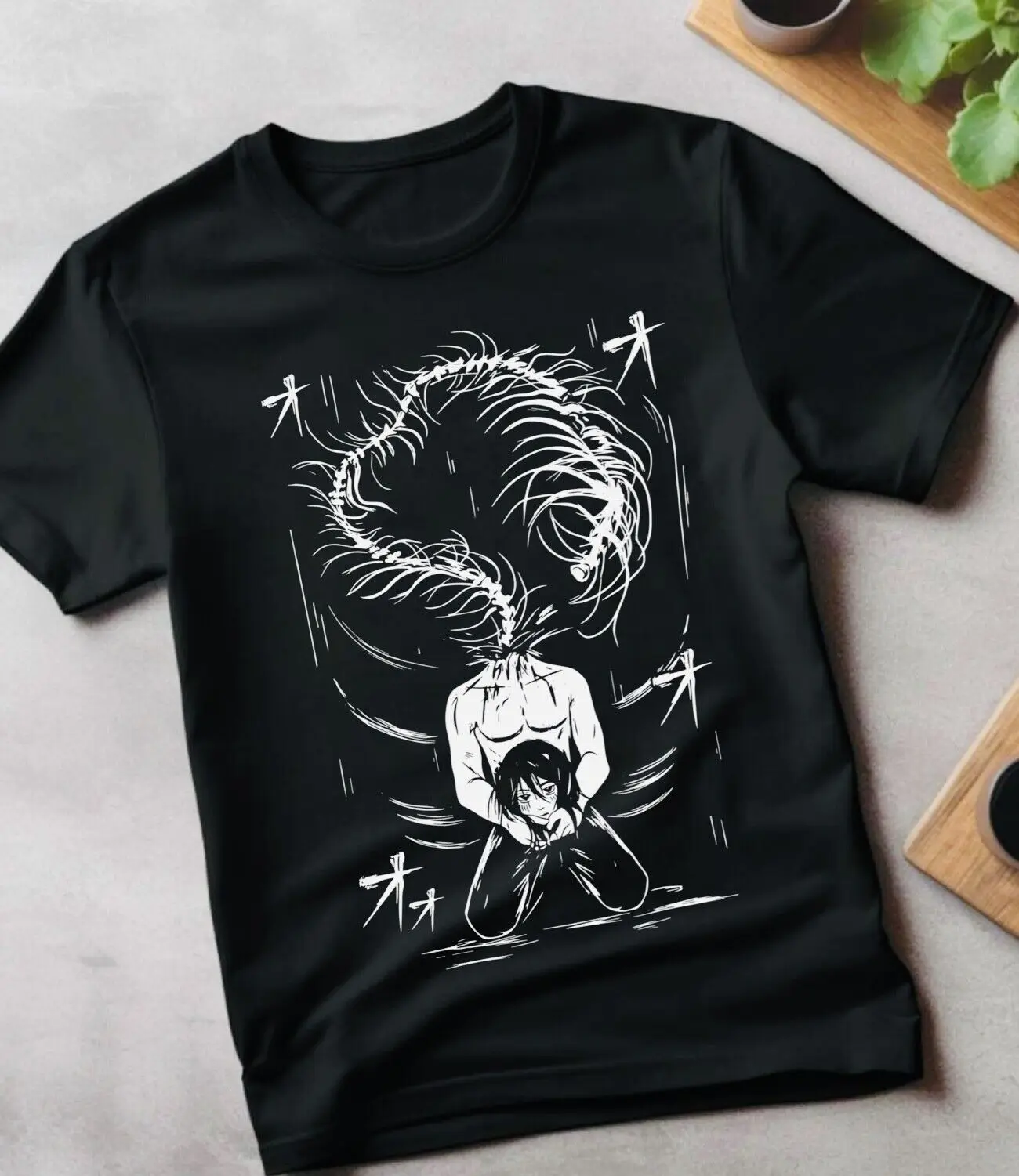 Футболка Эрена йера черная рубашка с принтом атака на Титанов рождественский