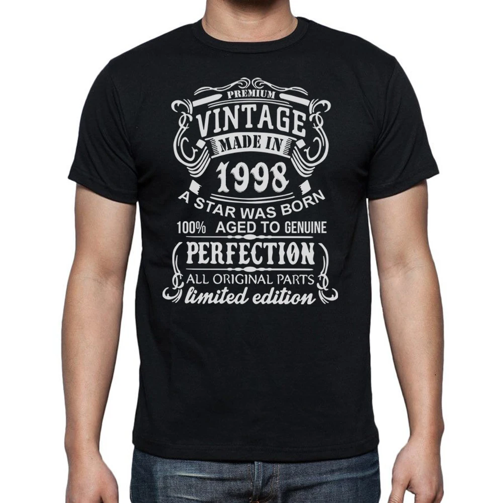 

Made Vintage In 1998 T-Shirts Men Fashion T Shirts Short Sleeve 24 Years Old Birthday Gift Tshirt Cotton Tees Streetwear
