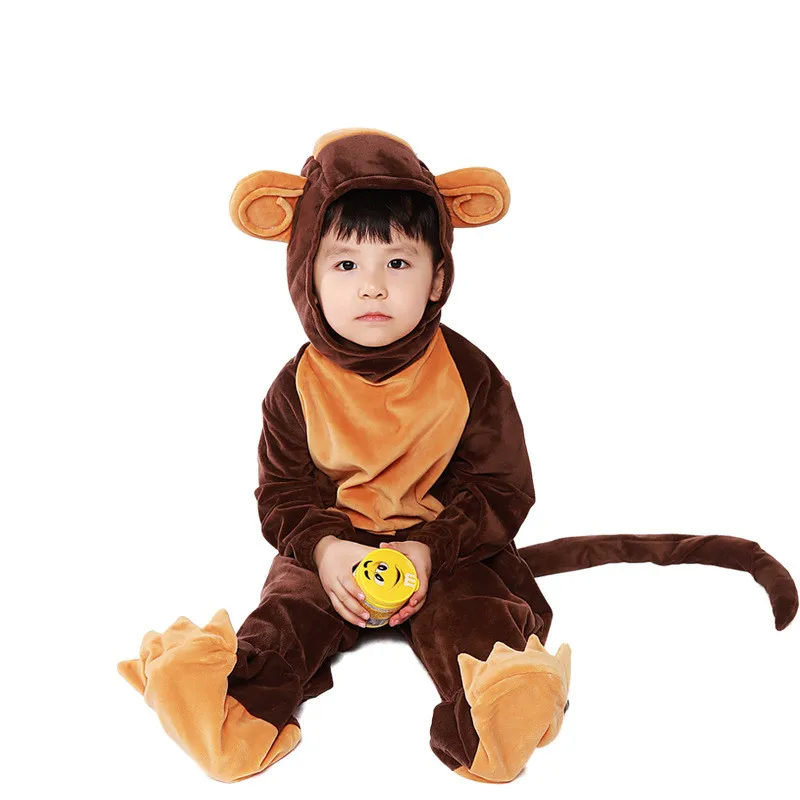 

Child Monkey Cosplay Costume Animal Monkey Pajamas Boy Girl Pyjamas Jumpsuit Halloween Purim Fancy Dress