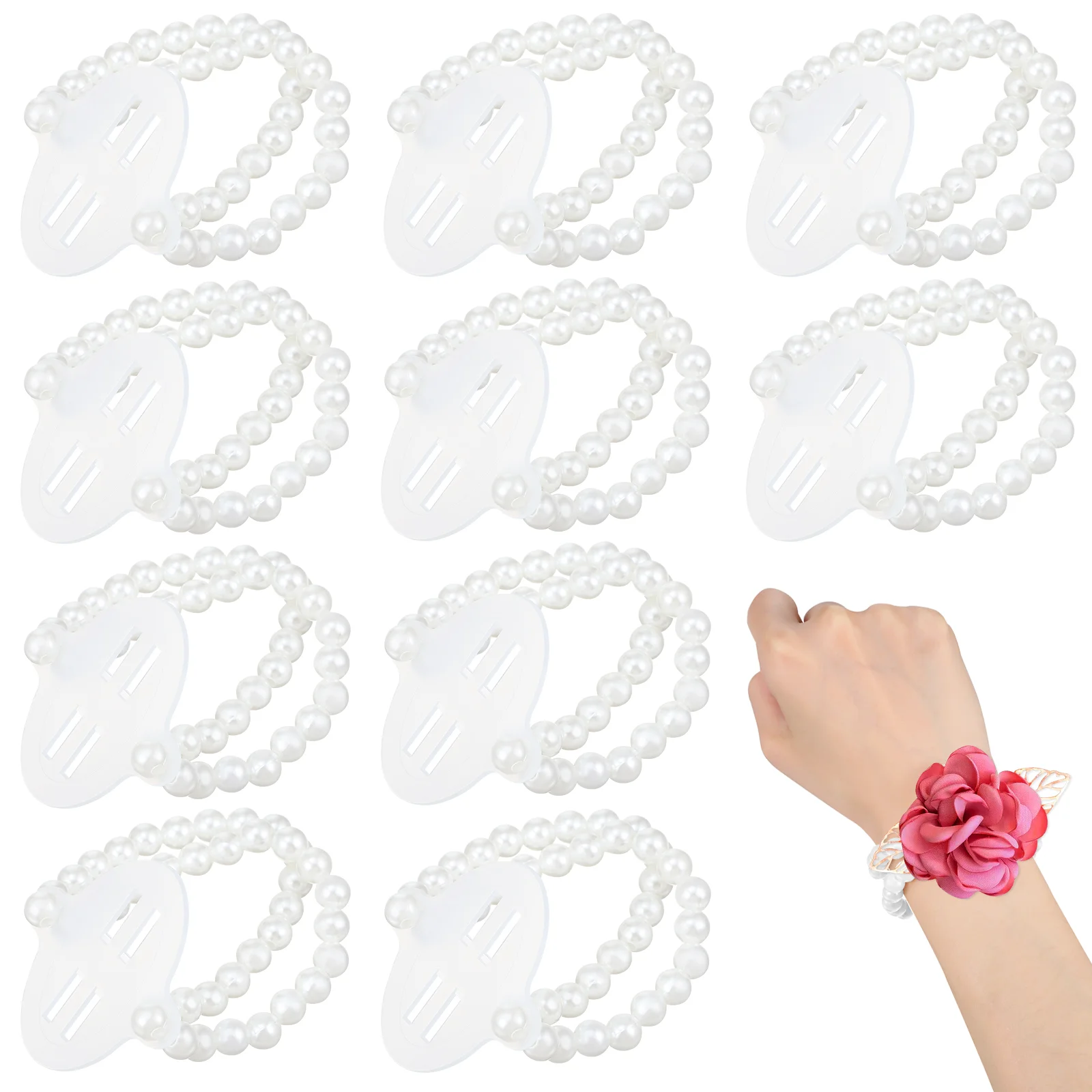 

10 шт. жемчужные корсажи, браслеты на запястье, эластичные корсажи, свадебные браслеты для невесты