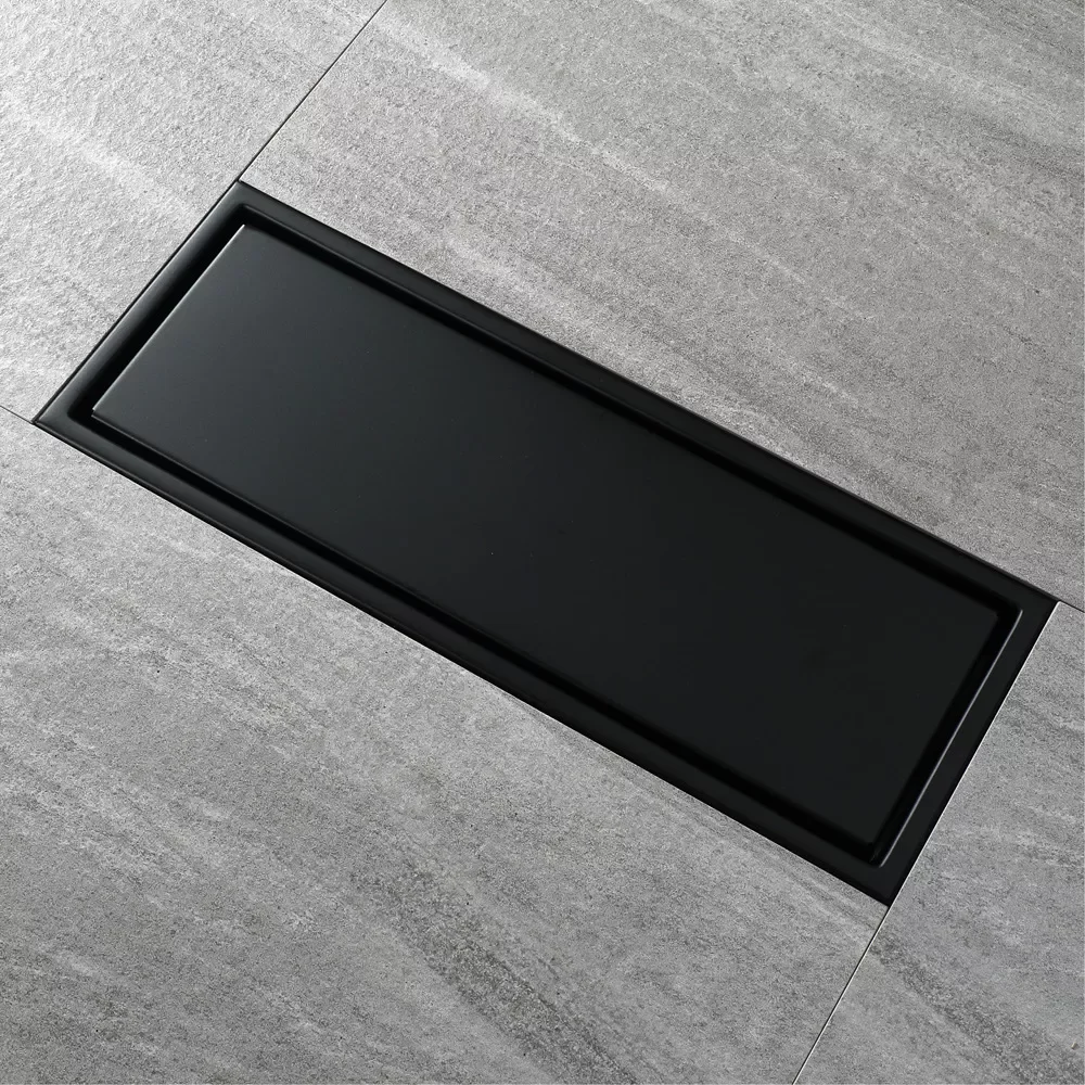 

Floor drain black invisible 300mm long 304 stainless steel rectangular bathroom deodorant and insect resistant floor drain