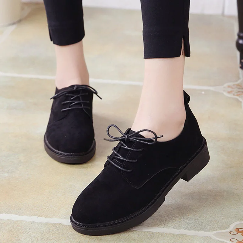 

Women Brogue Shoes Lace Up Casual Shoes Faux Suede Oxford Shoes Woman Flats Black Platform Shoes Creepers Zapatos Mujer New 2022