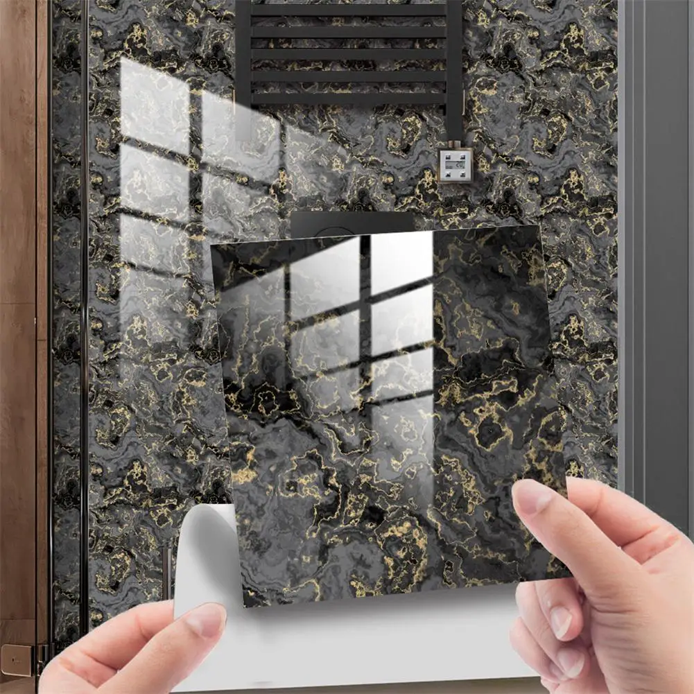 

10pcs Crystal Tile Wall Stickers Luxury Imitation Marble Pattern Self-adhesive Decals Home Decoration For Kitchen