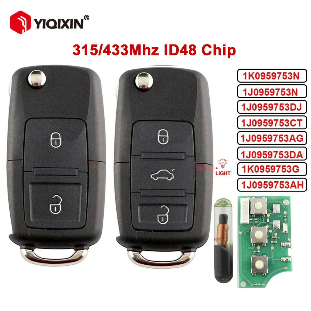 315/434 МГц ID48 Дистанционный ключ от автомобиля для Volkswagen Jetta Golf 4 5 Polo Passat CC Skoda Seat Tiguan