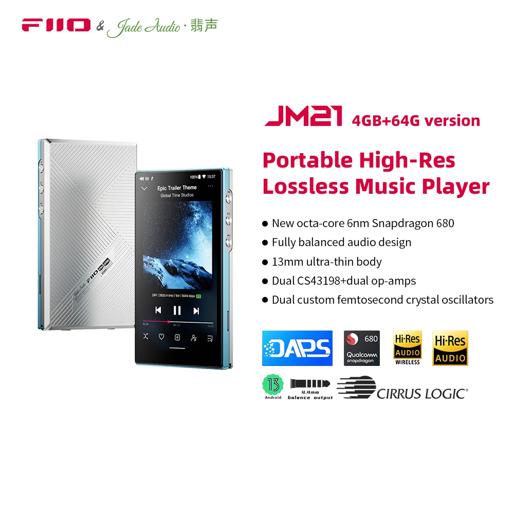 Фото FiiO JM21 (4 + 64 ГБ) Android 13 Музыкальный плеер высокого разрешения MP3 с Snapdragon 680, Bluetooth WiFi USB ЦАП №1