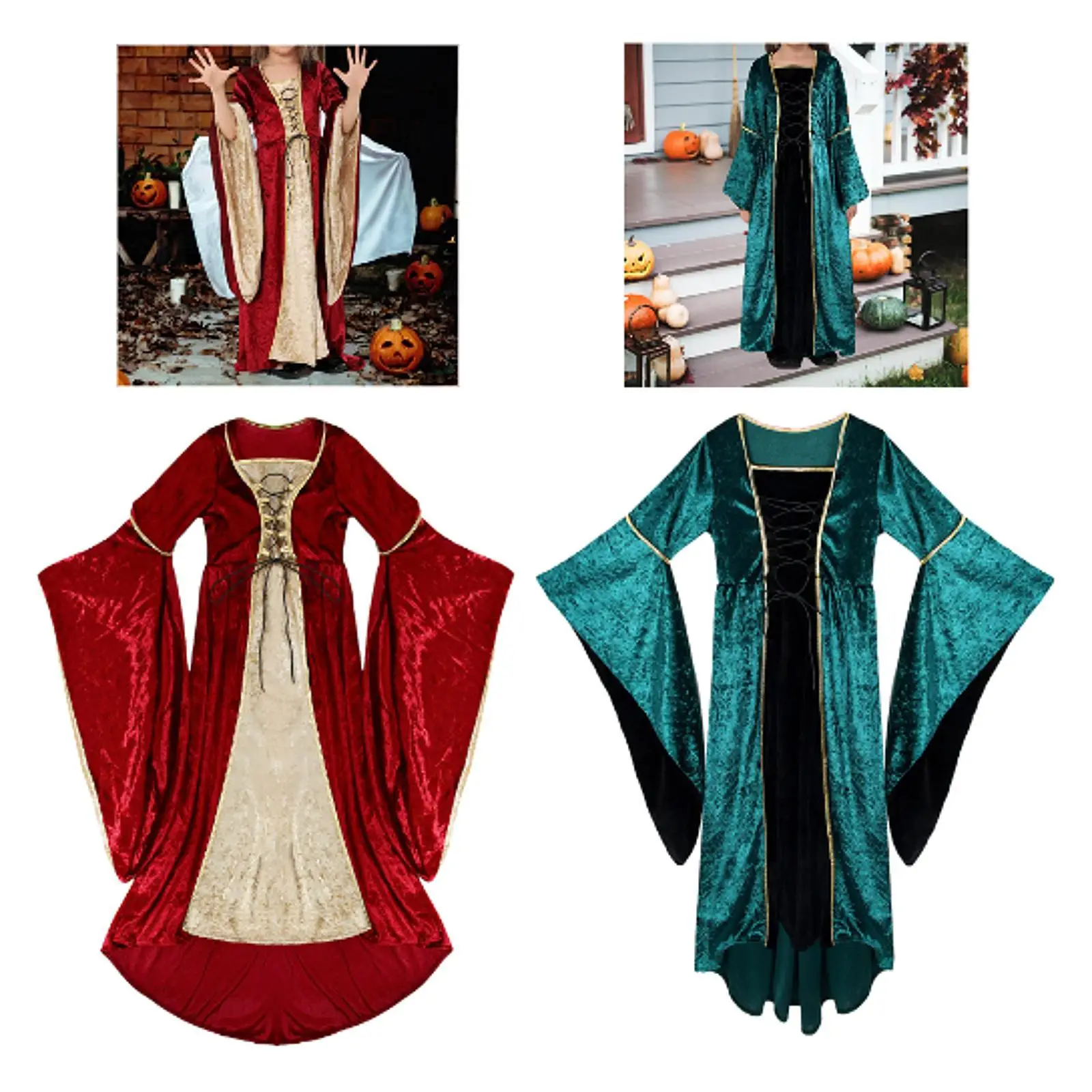 Halloween Children Performance Costume Medieval Renaissance Dress for Fancy Party Supplies Prop Stage