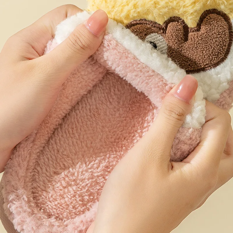 Lovely Cotton Slippers Female Autumn Bear Home Couple Warm Fur Slippers Women Shoes Slippers Women Comfortable Fashion