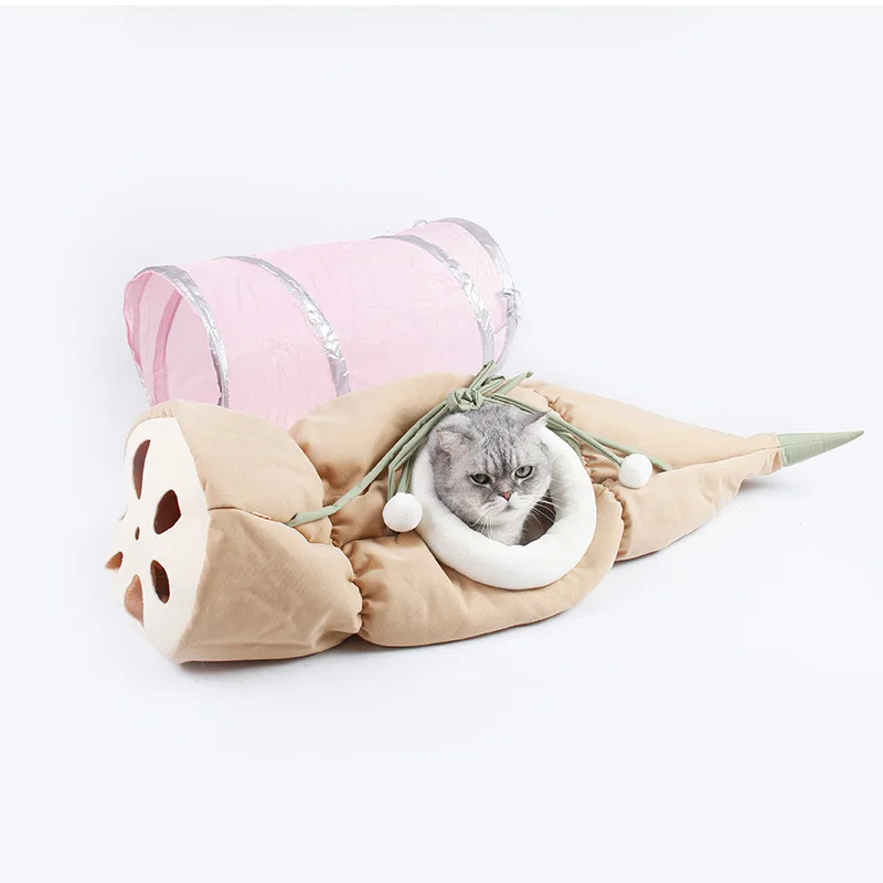 

Cat Tunnel Iotus Root Cat Detachable Toys for Kitten Ferrets Hedgehog Interactive Pet Play Tubes Kitty Accessories Pet Bed