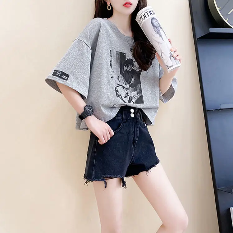 Укороченная футболка сексуальная корейская мода женские блузки 2021 женская из