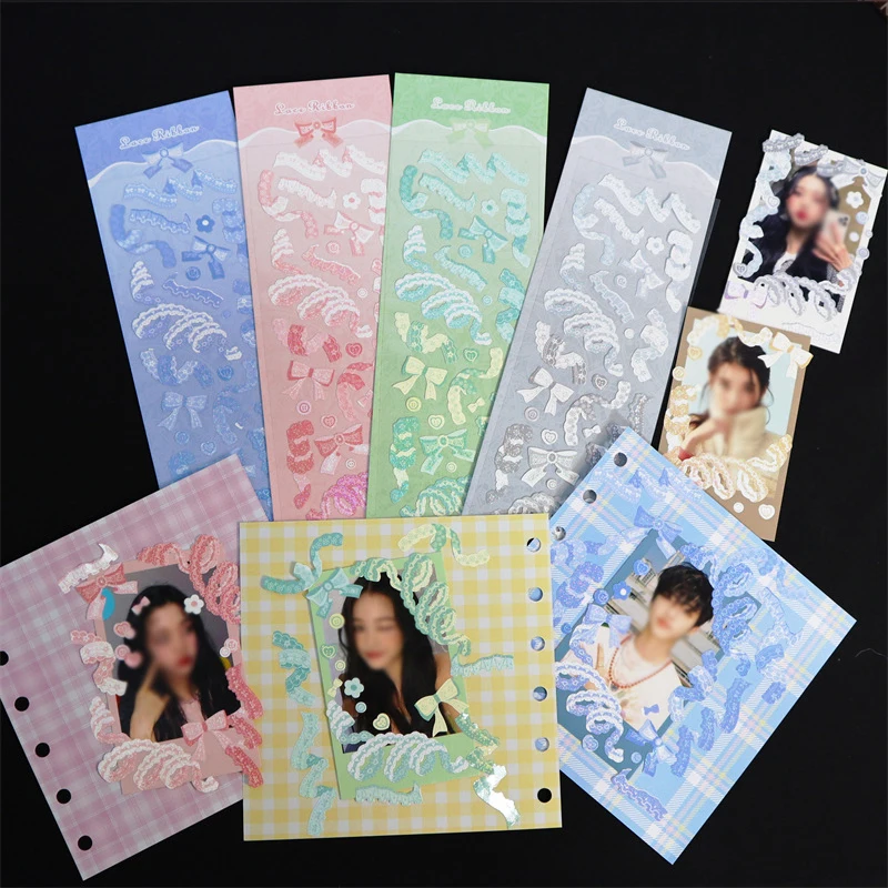 

Korean Stationery Lace Ribbon Stickers Diy Scrapbook Journal Notebook Cute Stickers Album Art Craft Card Hand Art Supplies
