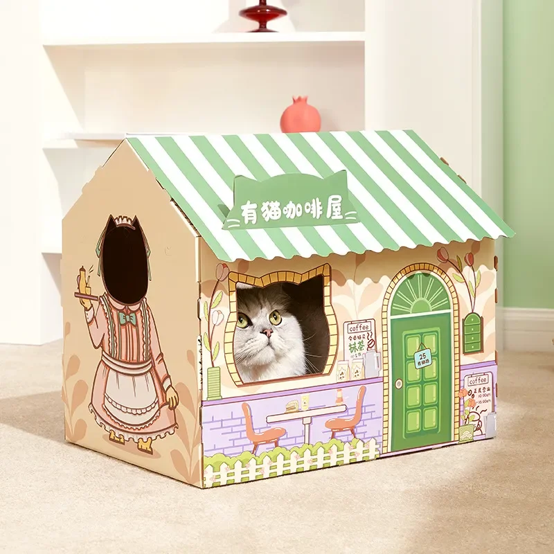 

Corrugated Papper Cat's House Cute Bed for Cats Breathable Cat Scratcher Nest Scratch Pad Cardboard for Cat Sleeping Bed Toy