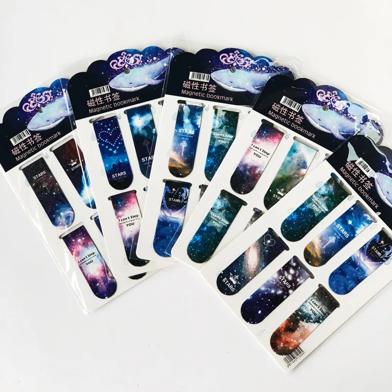 Магнитные закладки для книг с изображением свежего кактуса темных звезд страниц