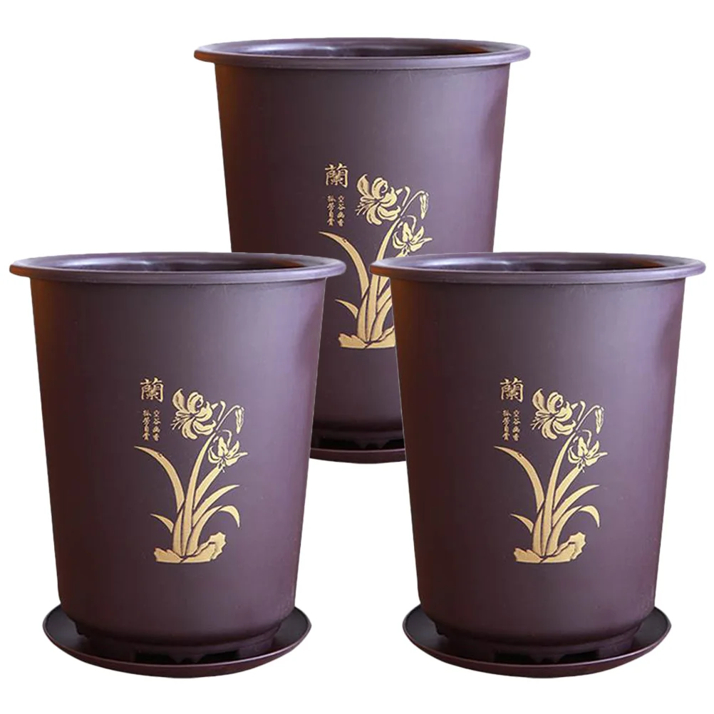 

3 Sets Bonsai Pot Flower Pots Indoor Plants Planter Box Round Planter Orchid Pot Ceramics Garden Planter