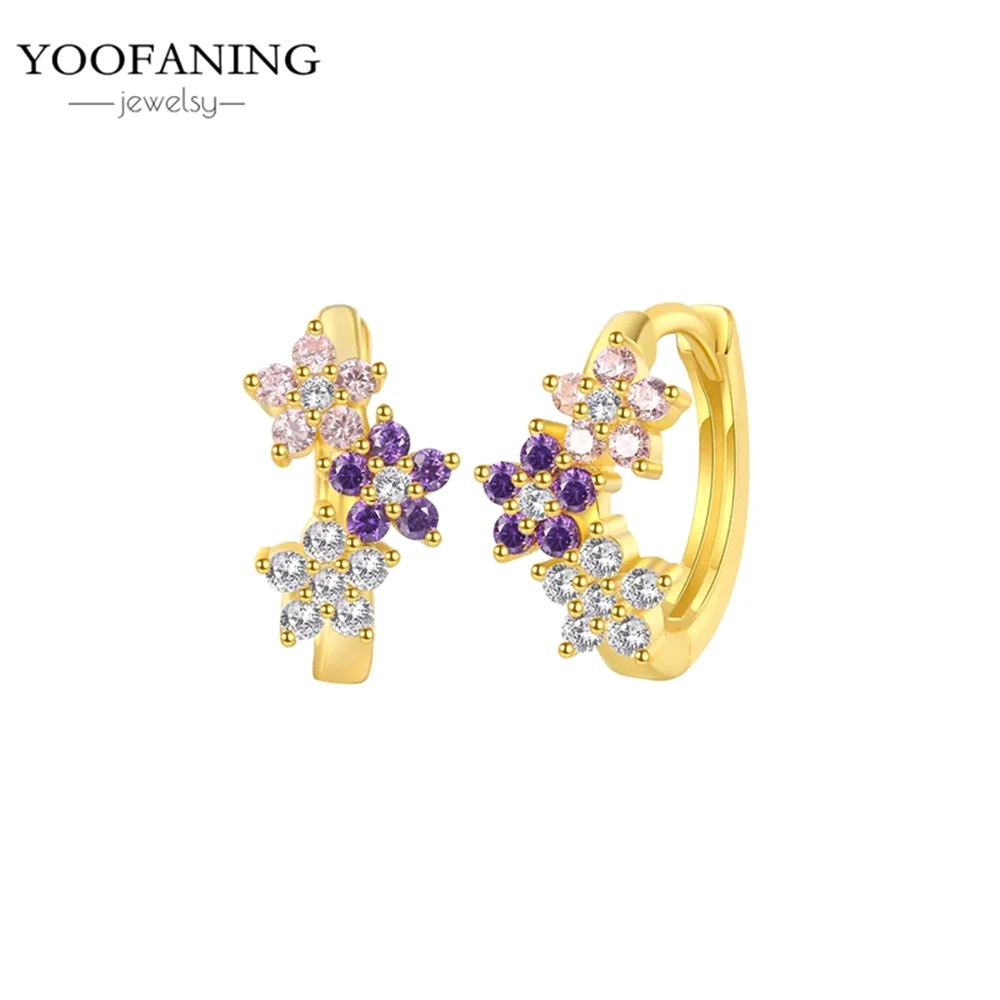 Фото Серьги YOOFANING с цветочным дизайном, модные, из серебра 925 пробы, круглые, женские украшения, подарки для вечеринок и свадеб №4