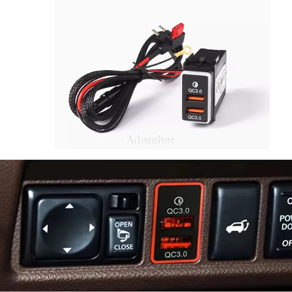 

Автомобильное зарядное устройство QC3.0 с двумя USB-интерфейсами, адаптер передачи данных для Nissan Qashqai Tiida Teana Sunny Y61 Y62 X-Trail Sylphy