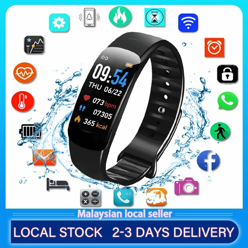 

[Local Stock] Smart Watch Measures Blood Pressure Blood Oxygen Heart Rate Waterproof Bluetooth Color Screen Watch