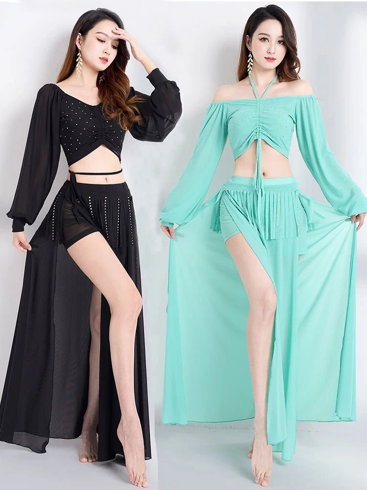 Комплект брюк для танца живота тренировочная одежда модный костюм восточного