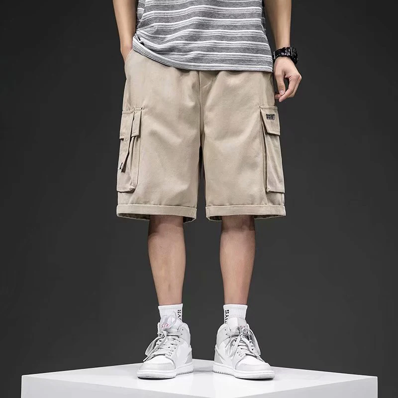 

Loose Men's Shorts Summer Casual Sweatpants Multi-pocket Solid Color Men's Clothing Harajuku Overalls Men Drawstring Mens Shorts