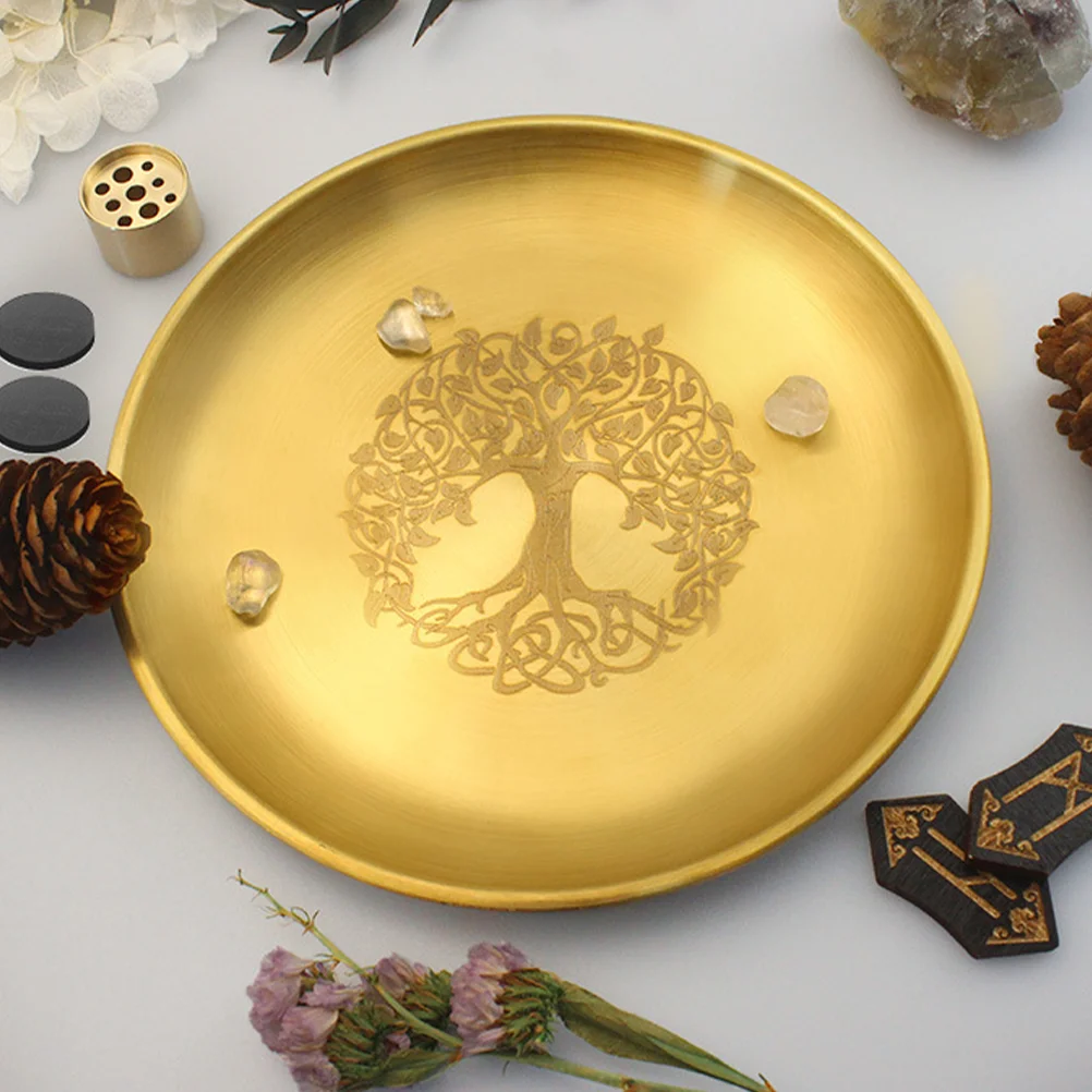

Burner Holder Desktop Brass Decor Stick Dish Retro Stove Tabletop Home Furnace Plate