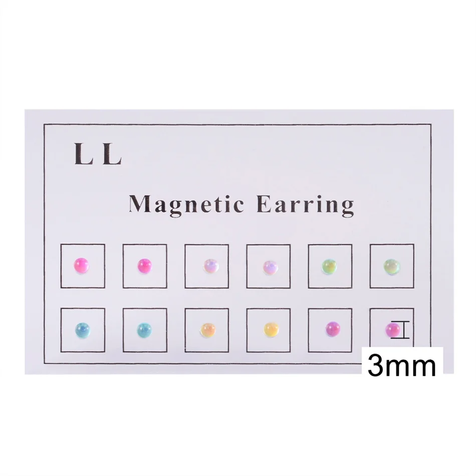 Серьги-гвоздики из нержавеющей стали с магнитным шариком 3 мм 6 пар цветов |