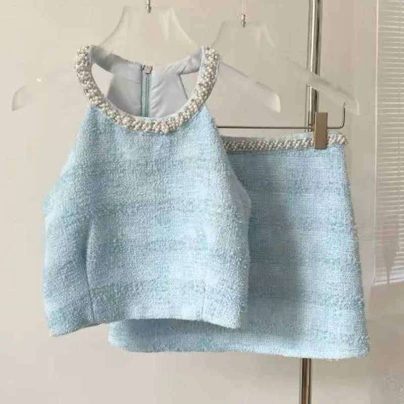 Милая майка без рукавов на молнии сзади короткий жилет с жемчугом и вышивкой