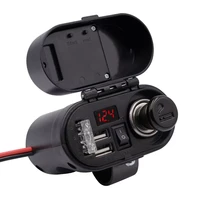 car motorcycle accessories cigarette lighter sockets dual usb phone quick charger led voltmeter digital clock switch control
