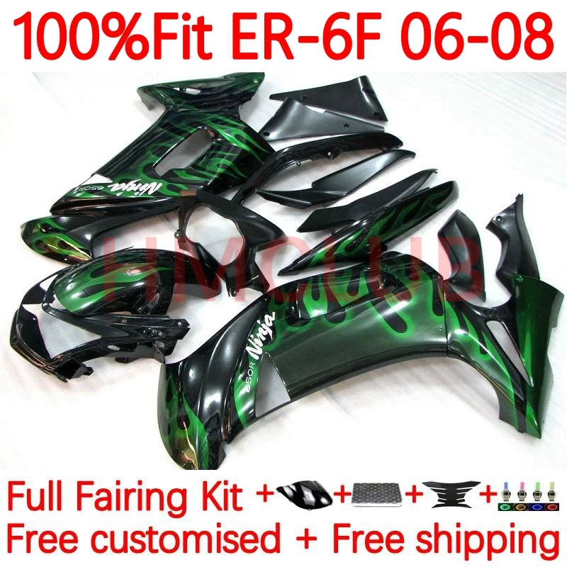 

Инъекционный корпус для KAWASAKI NINJA 650R ER6 F 650 R ER-6F 06-08 green Flame ER6F 2006 2007 2008 ER 6F 06 07 08 обтекатель 49No.75