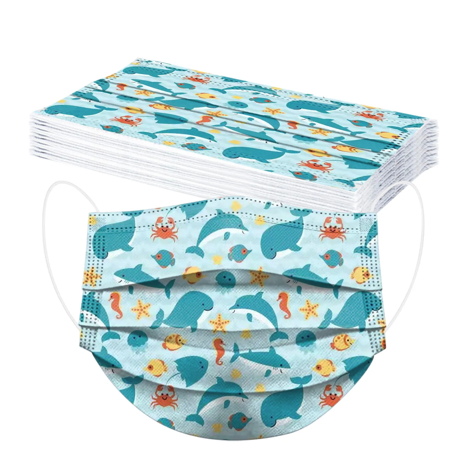 10PC Kids Children's Dinosaur Print Disposable Face masque 3Ply Ear Loop маски mascarilla Monder Scarf Halloween Cosplay MasK |