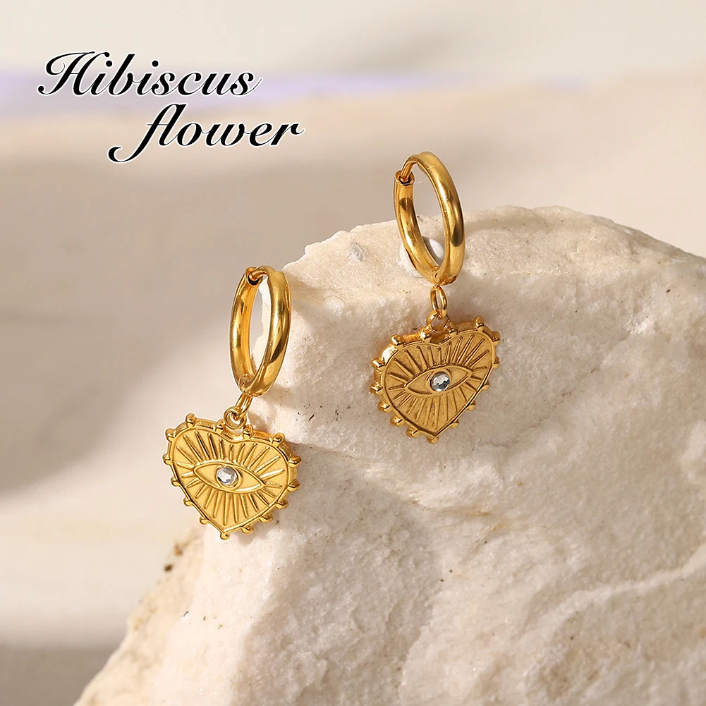 

Hibiscus Flower Earring Stainless Steel Heart Retro Luxury Designer Ear Jewelry Holiday Gifts Aesthetic Women's Earrings 2023